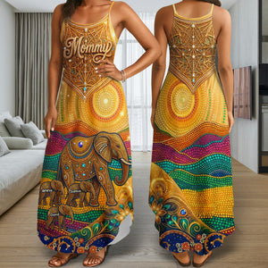 Elephant Mom Suspender Maxi Dress - Personalized Gifts For Mom and Grandma 02huqn190326-Homacus