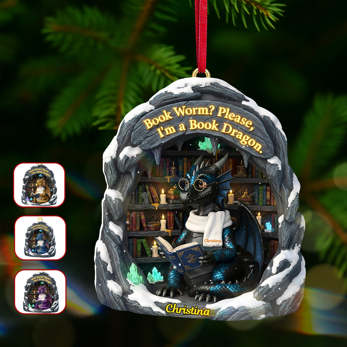 Bookworm Christmas Ornament Personalized Gifts For Book Lovers 04HYMG241025-Homacus