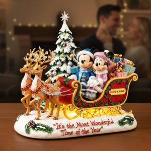 Couple Reindeer Sleigh Acrylic Plaque - Personalized Gifts For Couple Christmas Plaque 08PGLU281025-Homacus