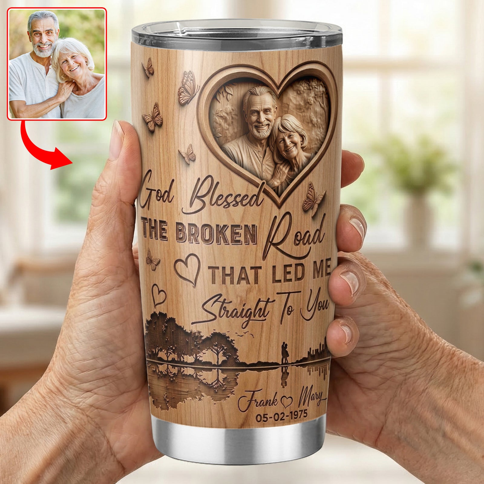 God Blessed Couple Custom Photo Tumbler - Personalized Gifts For Couple 05paqn180326-Homacus