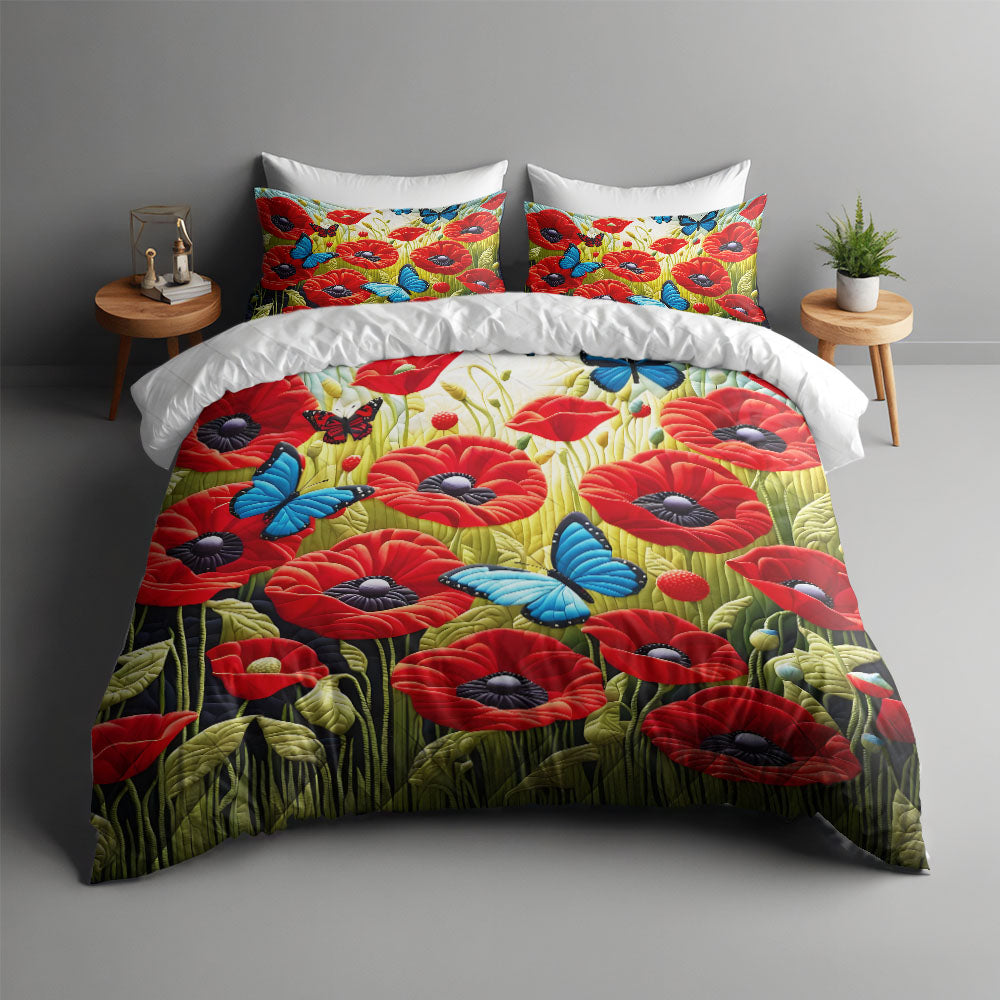 Gifts For Poppy Lover Quilt Bed Set Poppy Flowers 05HUMH200125-Homacus