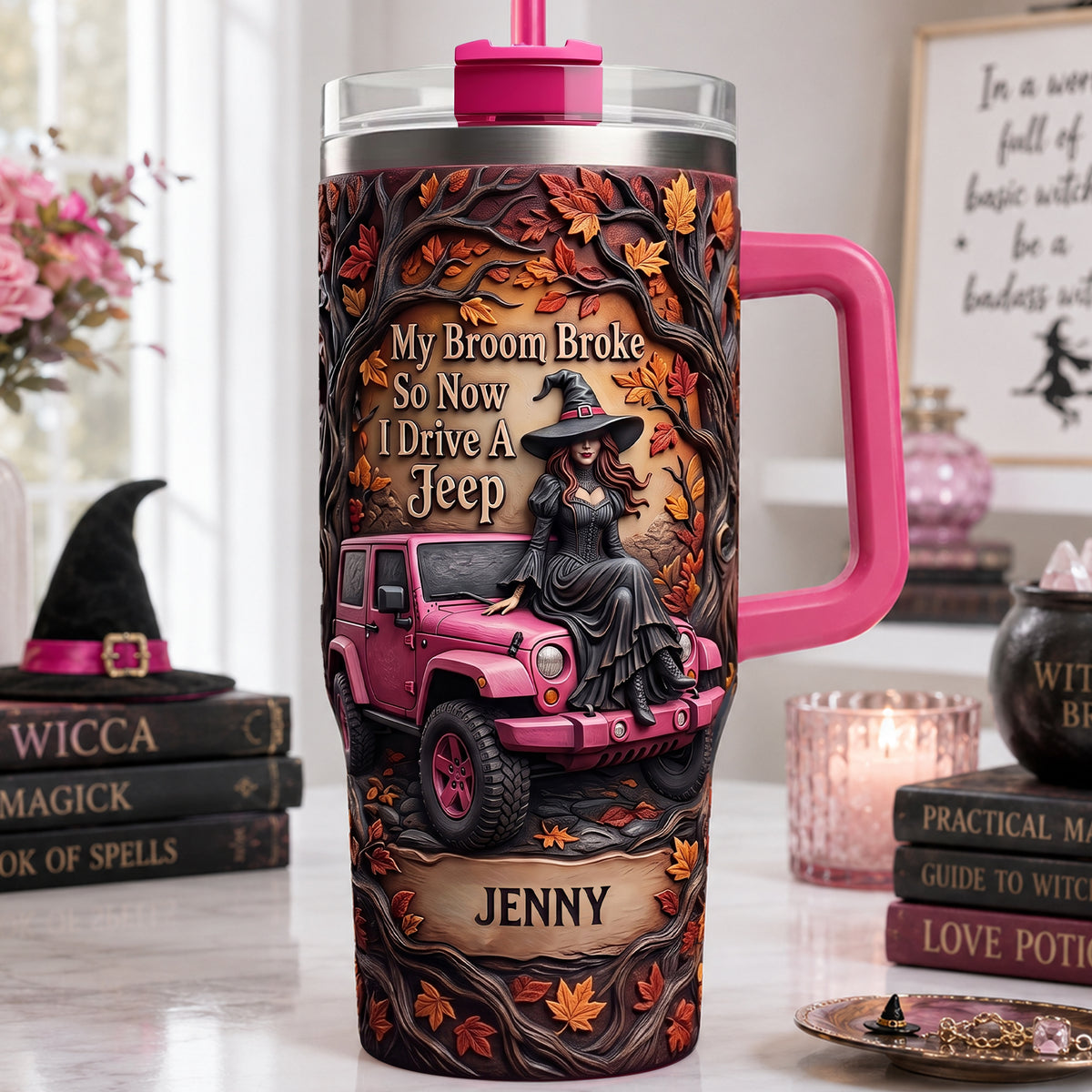 Witch Off-road Journey Colorful 40oz Tumbler With Handle - Personalized Gifts For Off-road Lovers 04hulu200826-Homacus