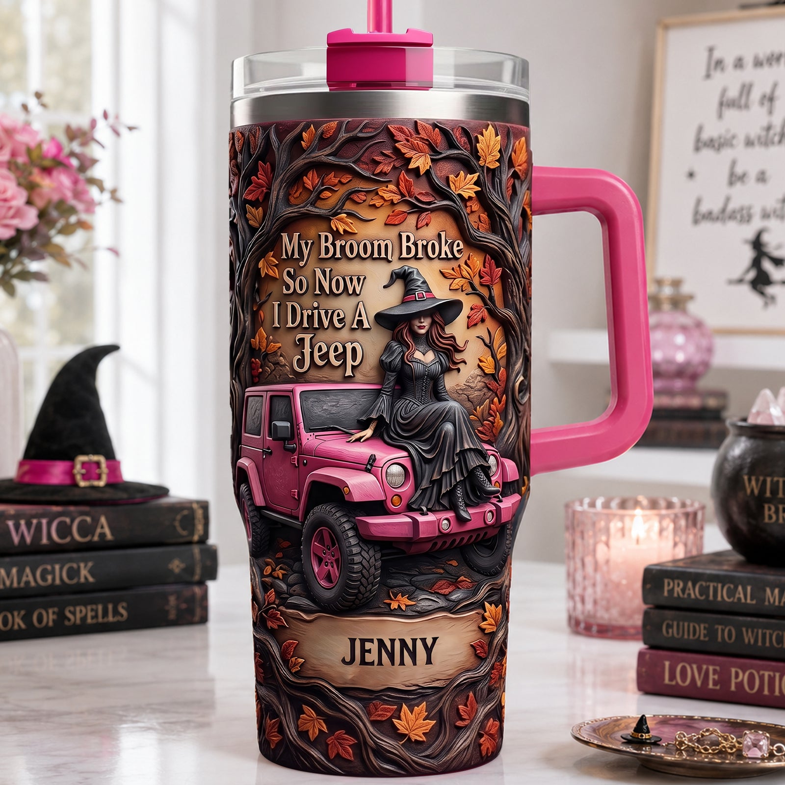 Witch Off-road Journey Colorful 40oz Tumbler With Handle - Personalized Gifts For Off-road Lovers 04hulu200826-Homacus
