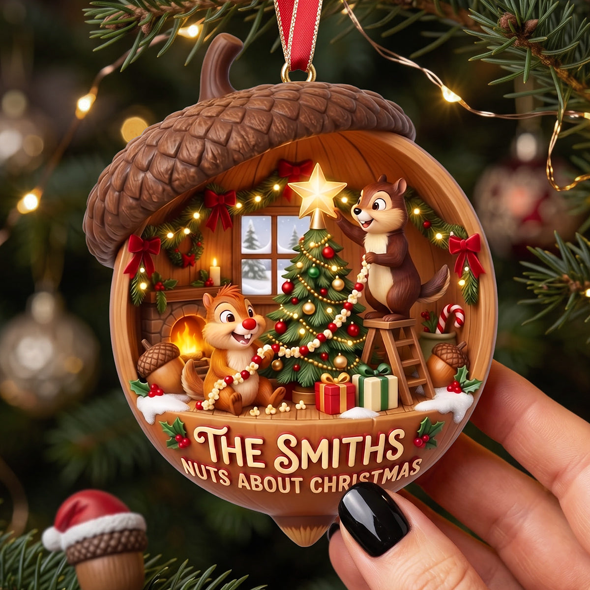 Chipmunks Couple Ornament - Personalized Gifts For Family Christmas Ornament 01HATA290826-Homacus
