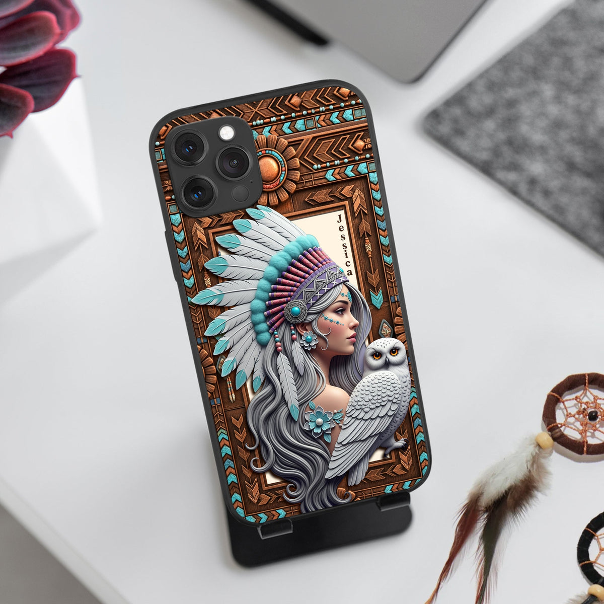 Owl Boho Spirit Girl Phone Case - Personalized Gifts For Her 04NALU200625-Homacus
