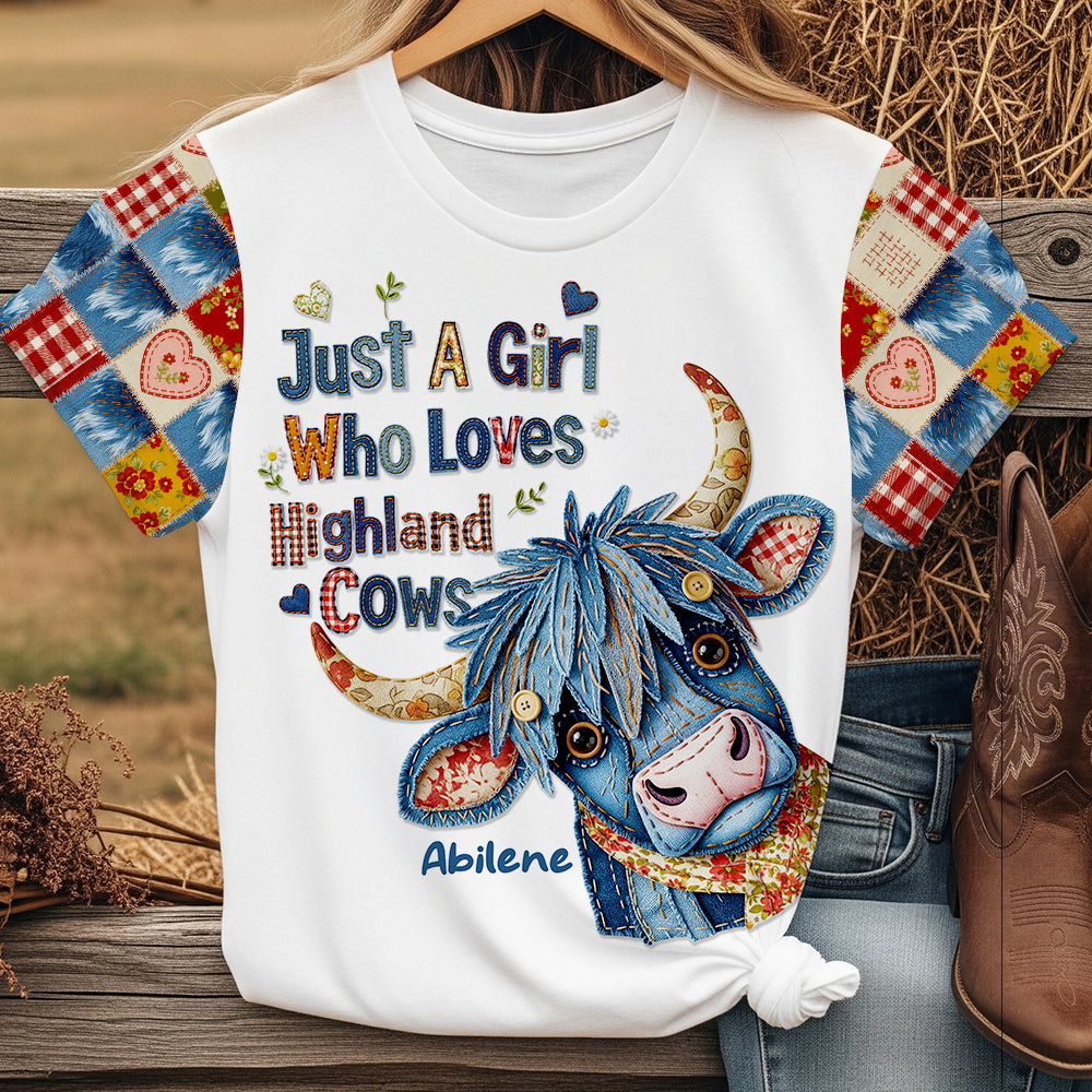 Highland Cow Girl Shirt Personalized Gifts For Cow Lovers 04NADT180625-Homacus