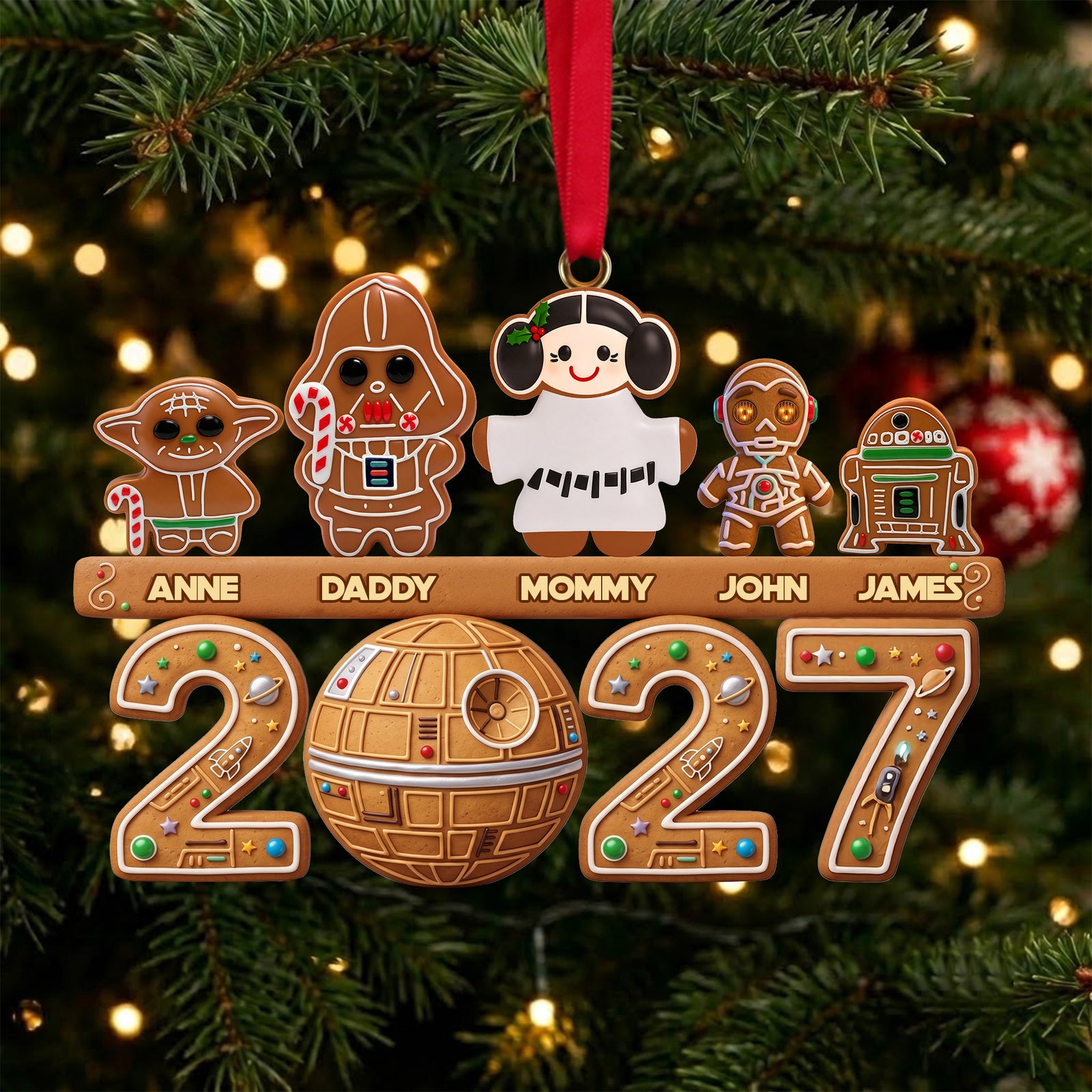 Lovely Legend Gingerbread Family Exploring The Interstellar Acrylic Ornament - Personalized Christmas Gifts For Family 05hulu090926-Homacus