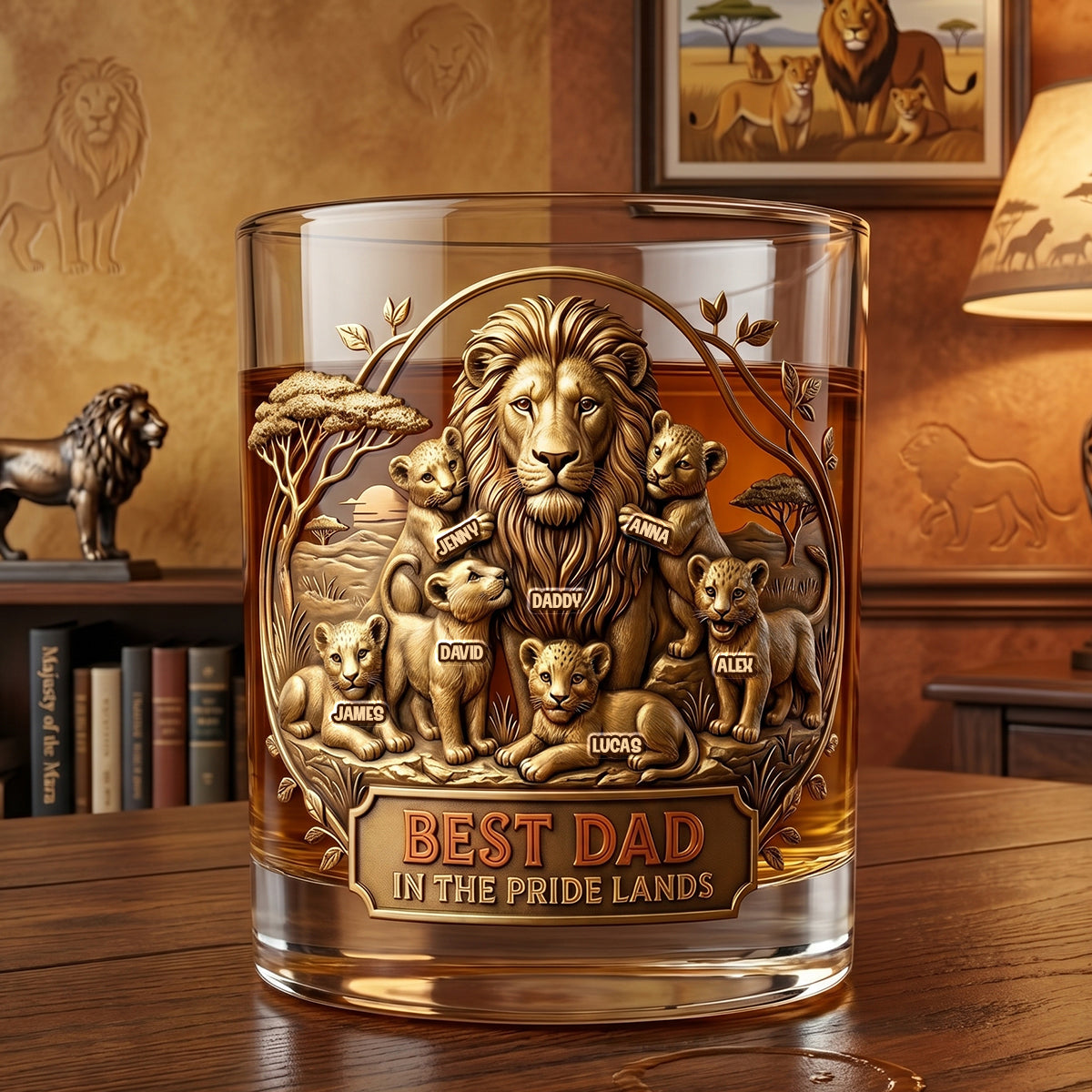 Best Dad In The Pride Lands 11oz Round Glass - Personalized Father's Day Gifts 01totn110526-Homacus