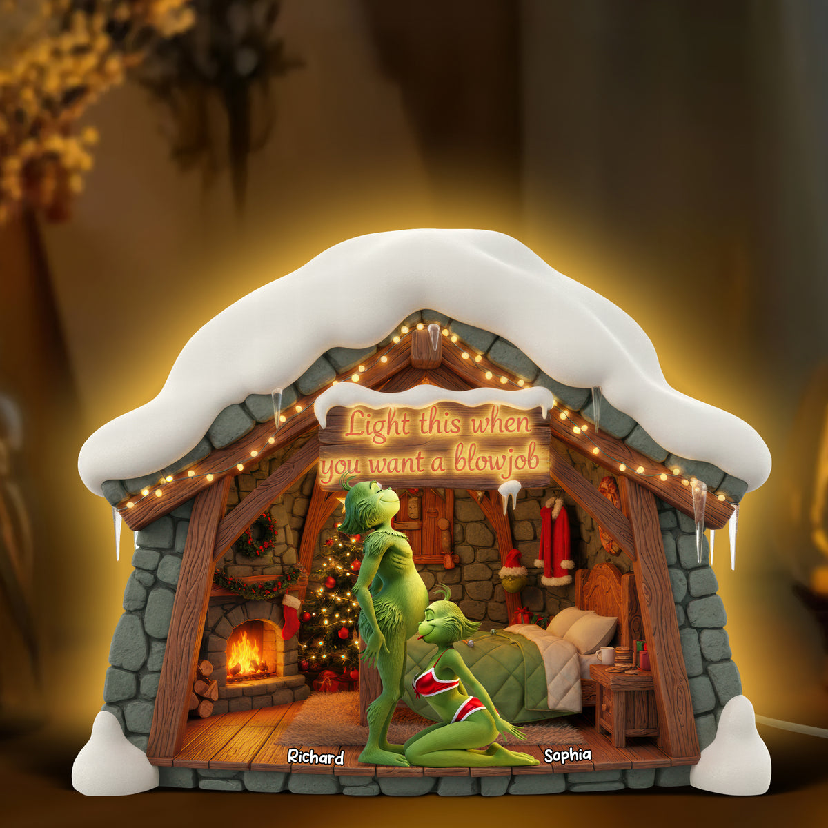 Naughty Green Monster Couple Acrylic Light Box - Personalized Gifts For Couples 03OHQN311025-Homacus