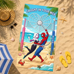 Caught My Heart Beach Towel - Personalized Gifts For Couple 01HADH220726