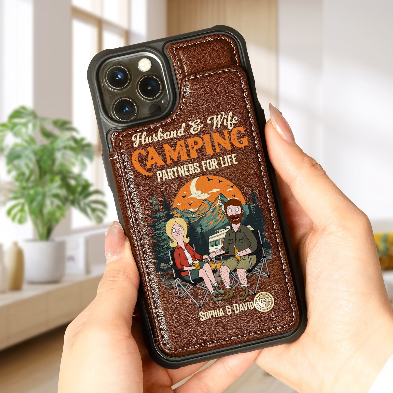 Camping Couple Husband And Wife - Personalized Leather Flip Wallet Phone Case 03xqtn190225pa-Homacus