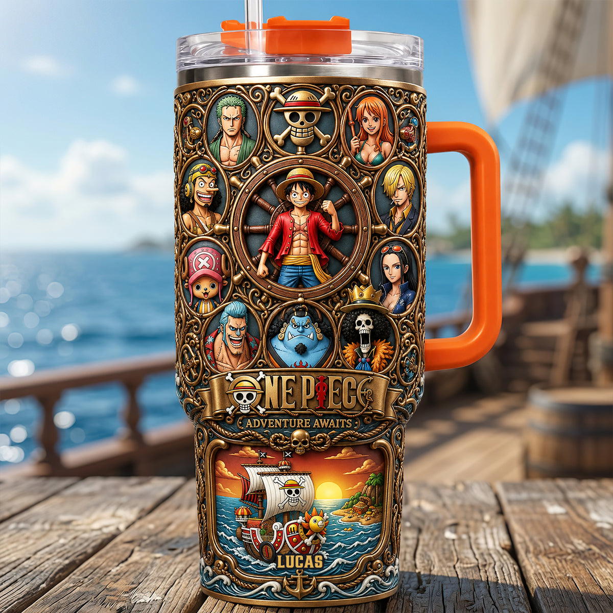 Adventure Awaits Tumbler With Handle - Personalized Gifts For Anime Lovers 05tydt070726-Homacus
