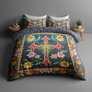 Personalized Gifts For Christians Quilt Bedding Set Special Line 04tgtn150125 Cross And Lilies-Homacus