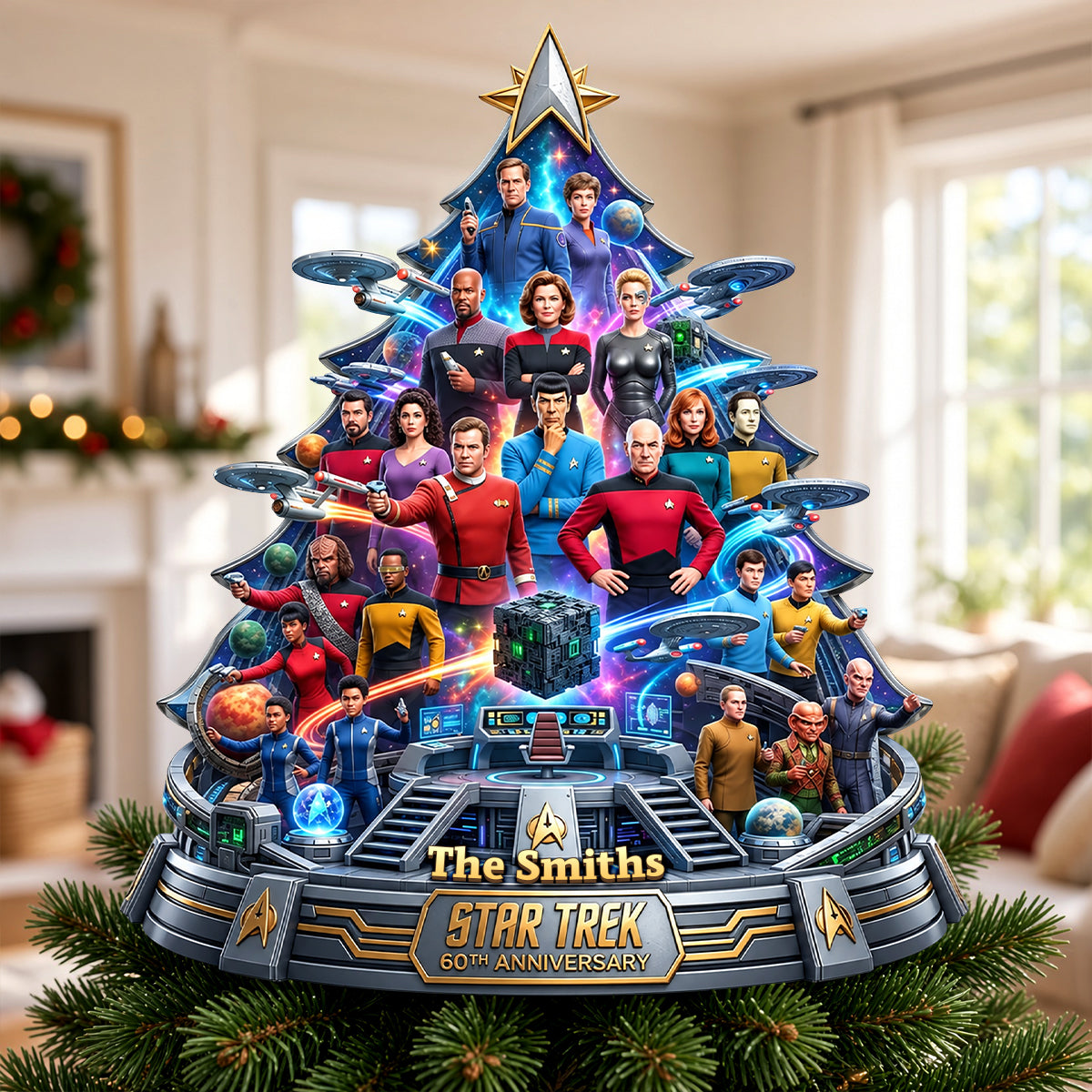 Sci-Fi Space Acrylic Christmas Tree Topper - Personalized 60th Anniversary Gifts 01OHDH090926