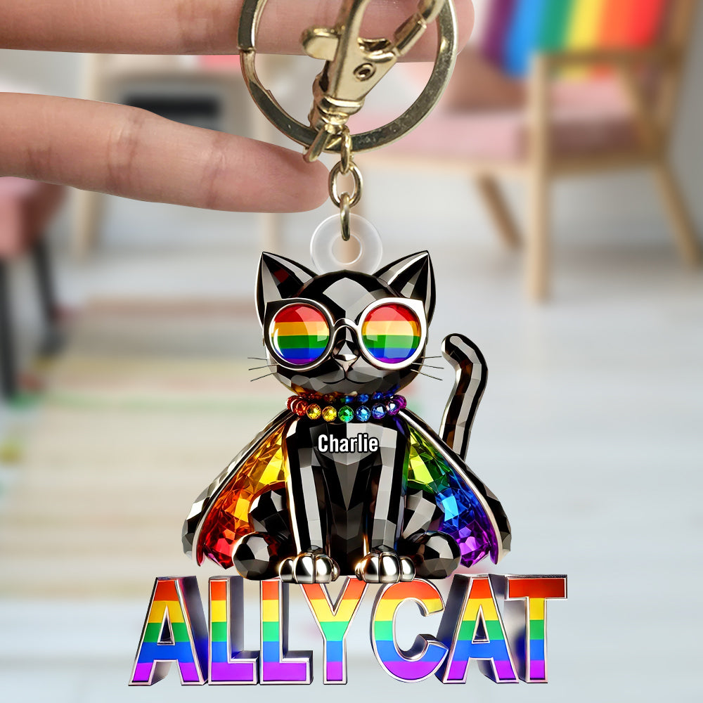 Ally Cat Keychain Personalized Gifts For LGBT+ Pride 08TGDT280525-Homacus