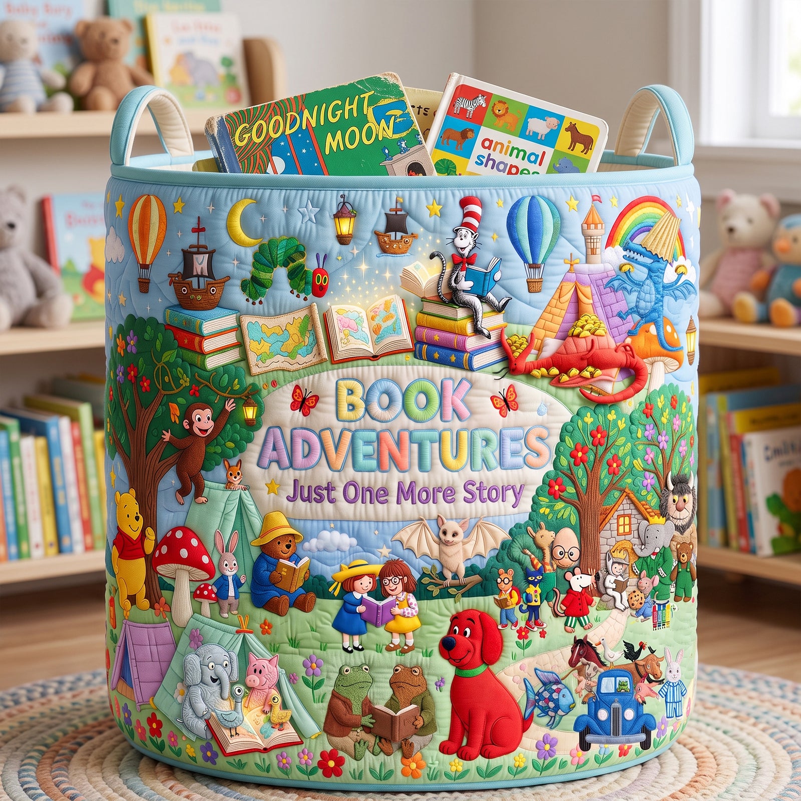Kid Book Storage Quilted Basket - Personalized Gifts For Kids 03qhlu160726-Homacus