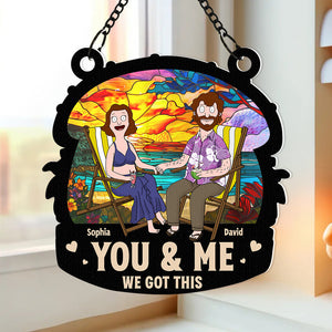 Personalized Gifts For Couple Window Hanging Suncatcher Ornament Summer Beach Couple-Homacus