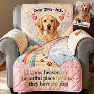 Pet At Rainbow Bridge Quilted Armchair Cover, Personalized Keepsake To Remeber Departed Dog & Cat 03qhta270126-Homacus