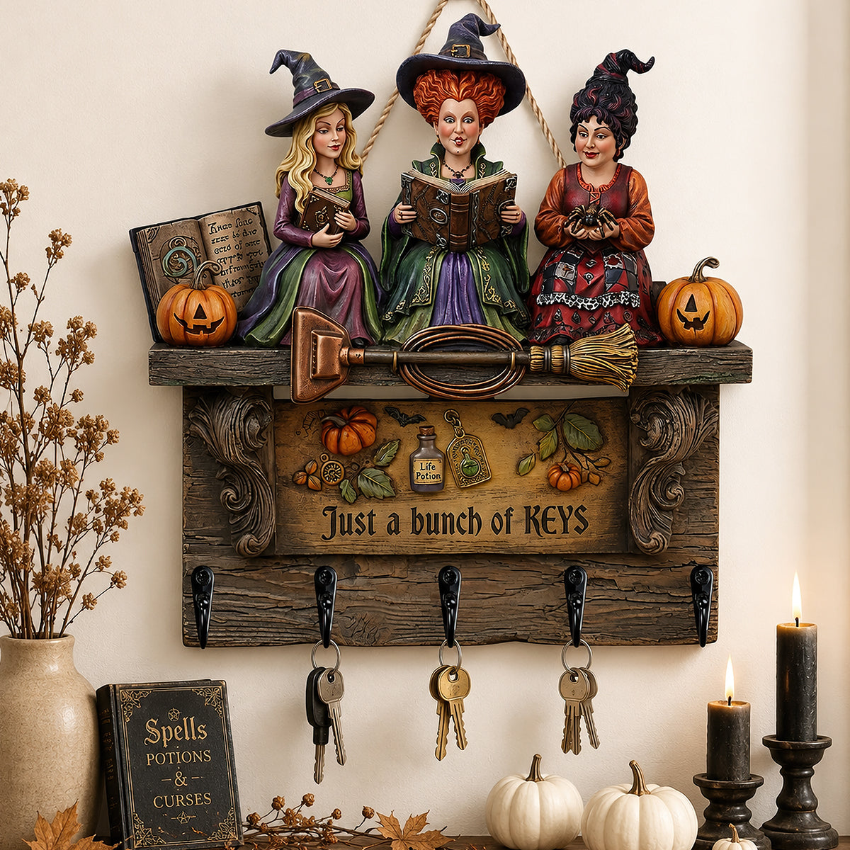Sassy Triple Witch Key Hanger, Personalized Gifts For Witch Lovers 03qhdt250726-Homacus
