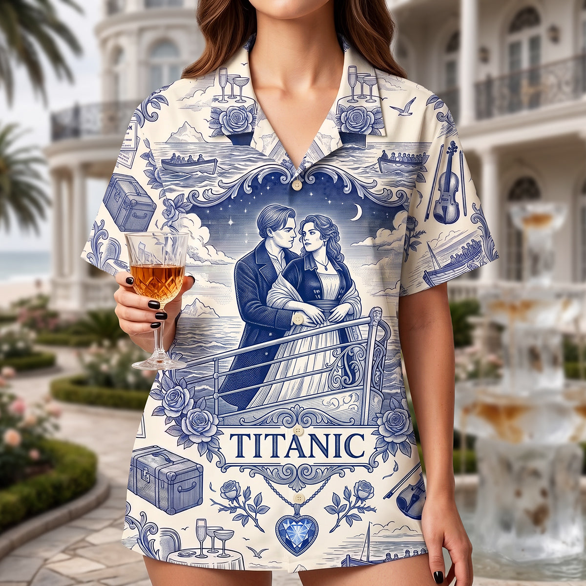 Romantic Toile de Jouy Hawaiian Shirt Personalized Gifts For Couple 02PGTA160726-Homacus