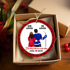 Hockey Couple Ornament - Personalized Gifts For Ice Hockey Lovers-Homacus