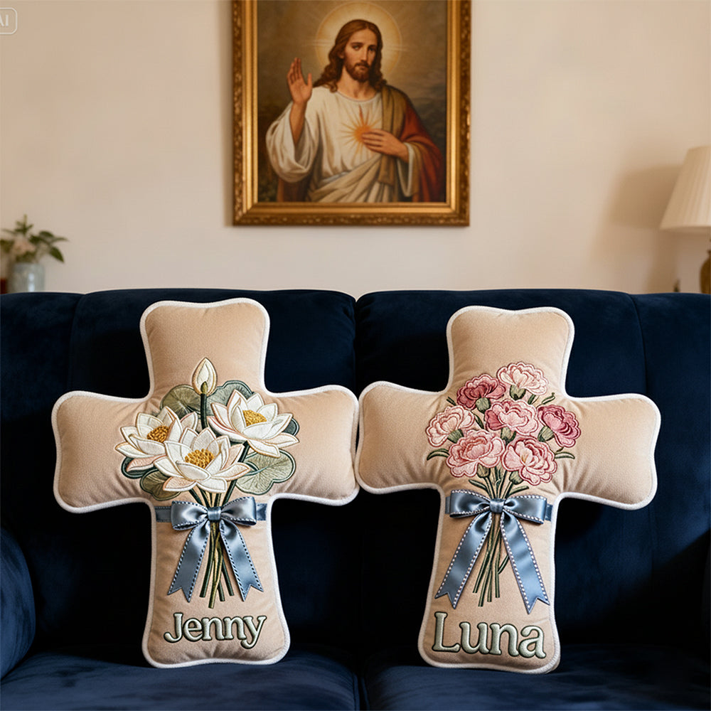 Birth Flower Christian Custom Shaped Pillow - Personalized Gifts For Christian 01nata251225-Homacus