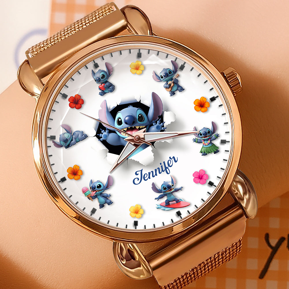 Blue Alien Mesh Strap Quartz Watch – Personalized Gifts for Cartoon Lovers 03pgqn170725-Homacus