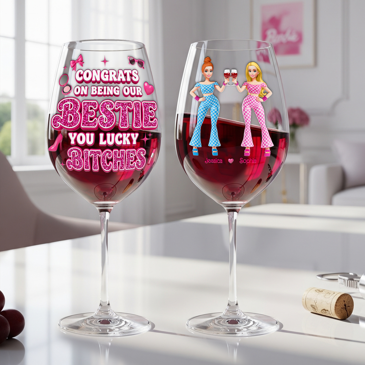 Forever Besties Wine Glass - Personalized Gifts For Besties 03OHLU110825-Homacus