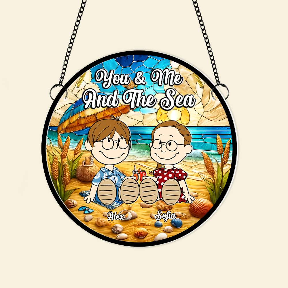 Personalized Gifts For Couple Suncatcher Ornament You Me And The Sea 03XQMH100125PA-Homacus