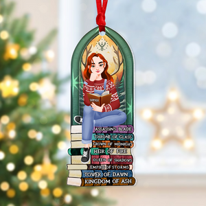 Personalized Gift For Book Lovers 05HUPU170924PA Ornament A Girl Sitting On Stack Of Books Reading-Homacus