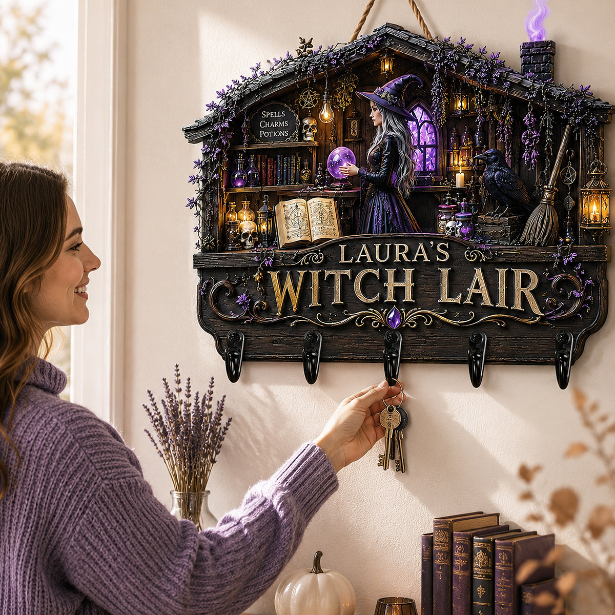 Mysterious Witch Lair Key Hanger, Personalized Gifts For Witch Lovers 04qhdt250726