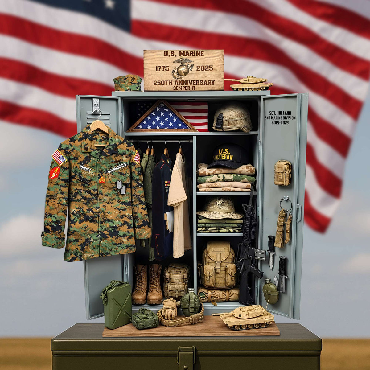 Military 250th Anniversary Personal Locker Plaque - Personalized Gifts For Veteran 051qhtn300625 MR-Homacus