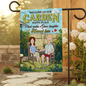 Personalized Gifts For Couple Garden Flag 04xqtn110225pa Our Garden Happy Place Plant Smiles Grow Laughter-Homacus