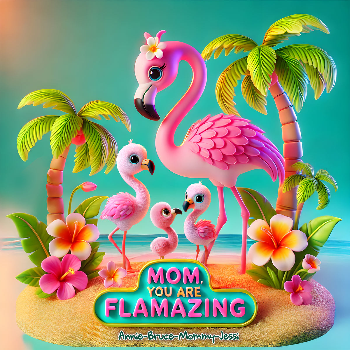 Flamingo Mom Acrylic Plaque Gifts For Mom 03HULU180425-Homacus