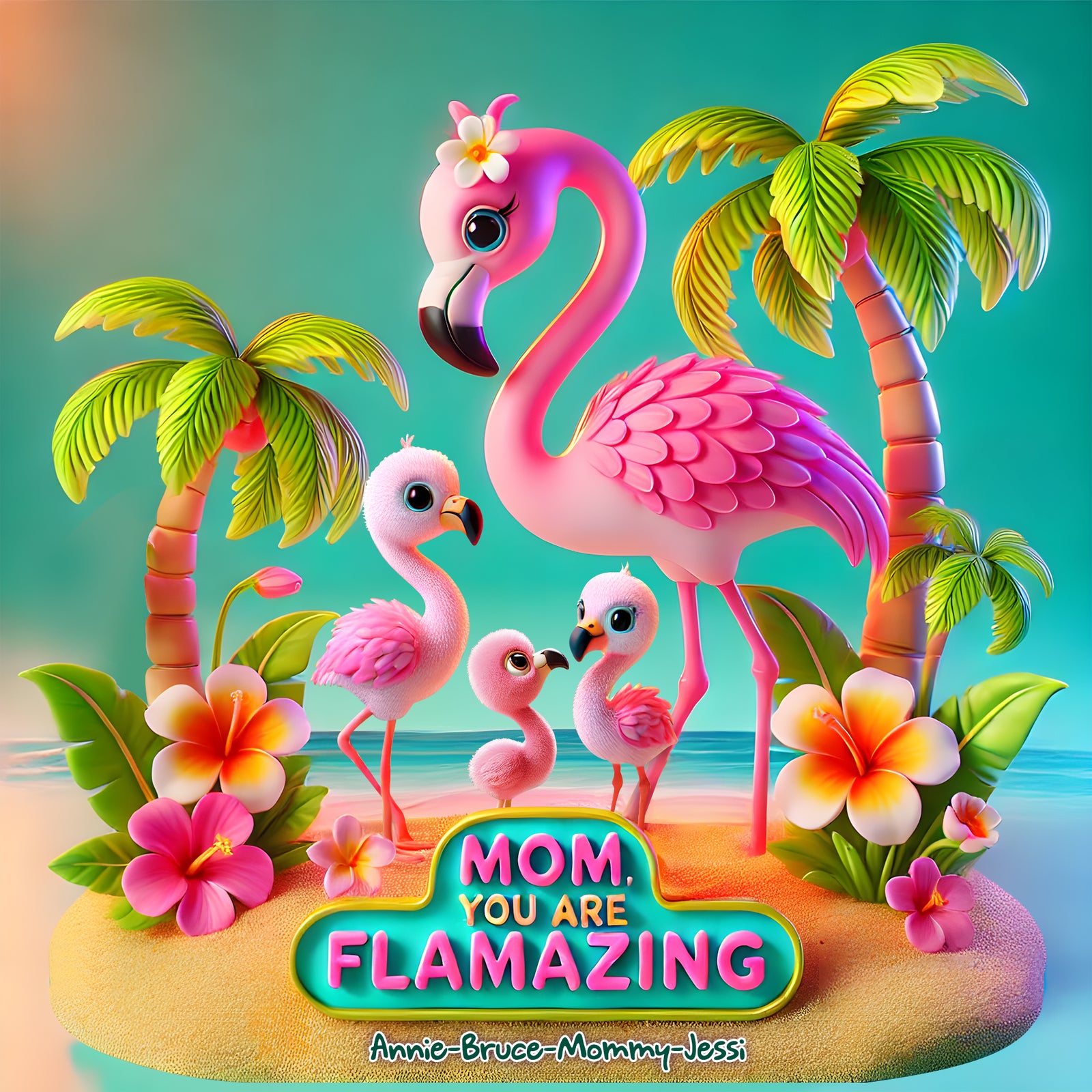 Flamingo Mom Acrylic Plaque Gifts For Mom 03HULU180425-Homacus