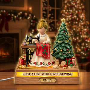 Sewing Girl Acrylic Light Box Personalized Gifts For Sewing Lovers 05pgtn051125-Homacus