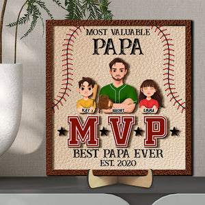 Most Valuable Baseball Dad, Personalized Gifts For Dad Wood Sign 01TOLU210125HG-Homacus