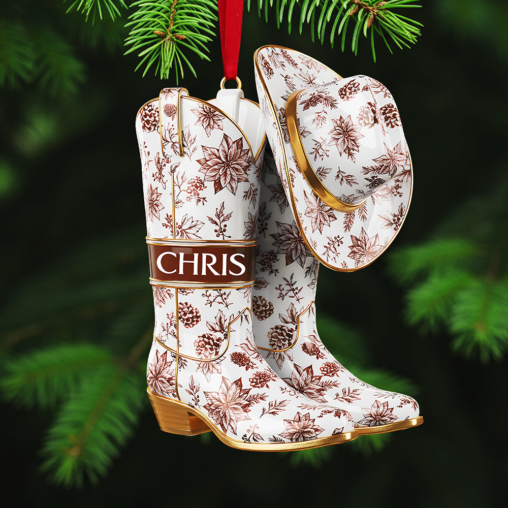 Personalized Gifts For Christmas, Cowboy Cowgirl Toile de Jouy Custom Shape Acrylic Ornament 01pgta011025-Homacus