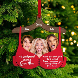 Custom Photo Gift For Friends, Funny Bra Wood Ornament Christmas 04OHMH081024-Homacus