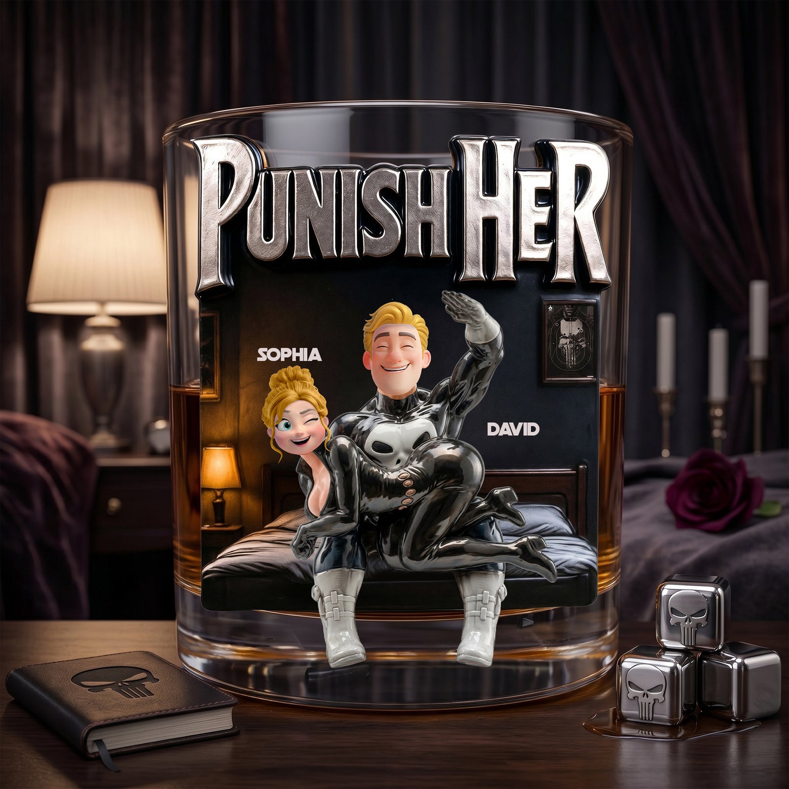 Playful Couple Round Glass, Personalized Gifts For Couple 04qhlu100626-Homacus