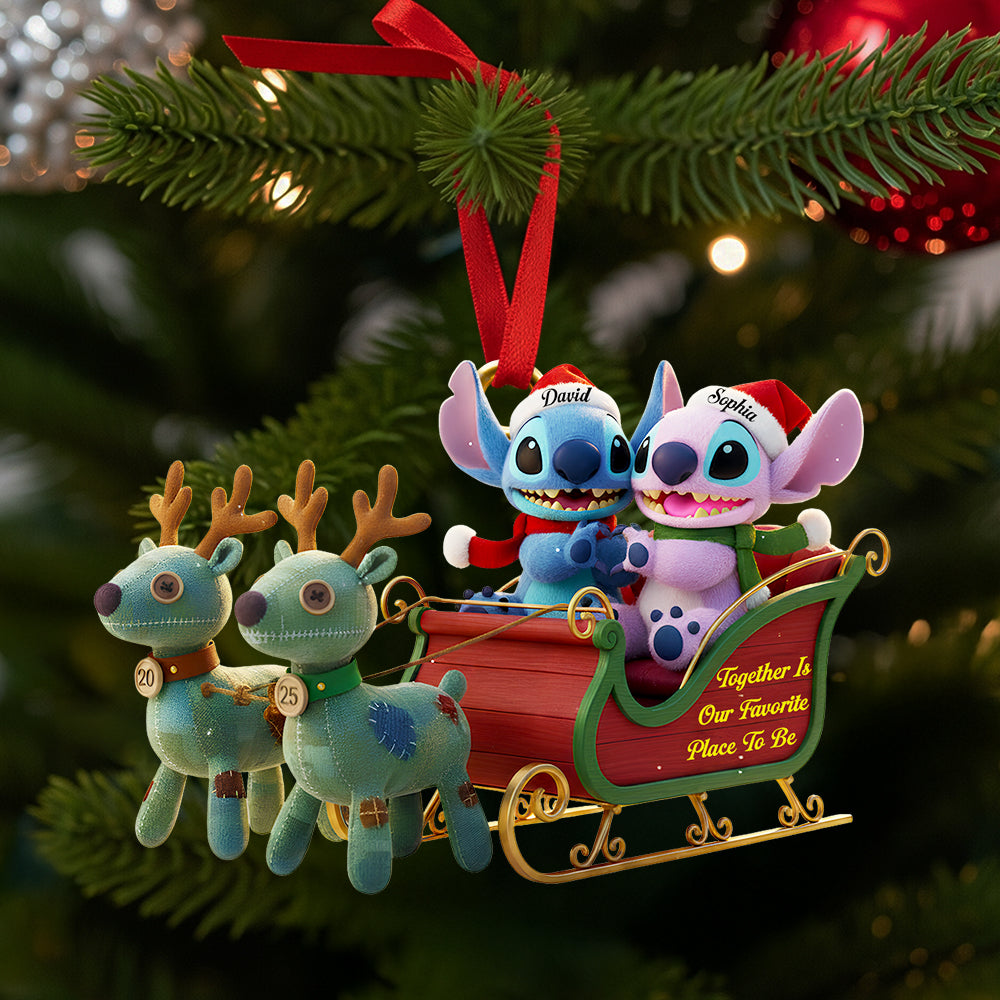 Couple Christmas Sleigh Christmas Ornament Personalized Gifts For Couple 03TGDT240925-Homacus