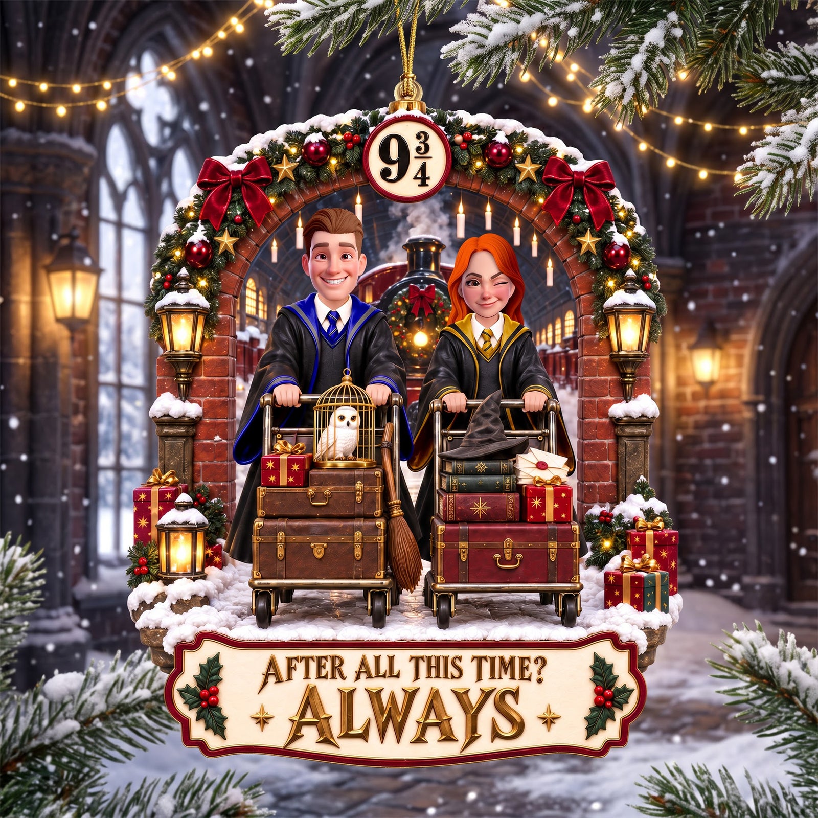 Whimsical Train Christmas Ornament - Personalized Gifts For Couple 03tyqn120926-Homacus