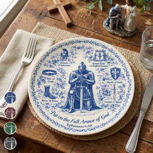 Kneeling Knight Round Ceramic Plate - Personalized Gifts For Christians 02humg130126-Homacus