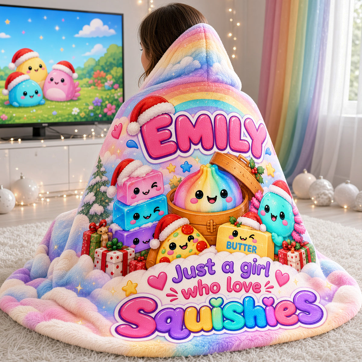 Just A Girl Who Love Squishies Lovely Hood Blanket - Personalized Christmas Gifts For Squishy Lovers 03nata261026-Homacus