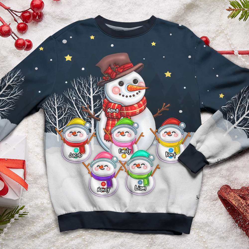 Personalized Gifts For Grandma 3D Shirt, Snowman Grandkids 01NAPU060824-Homacus