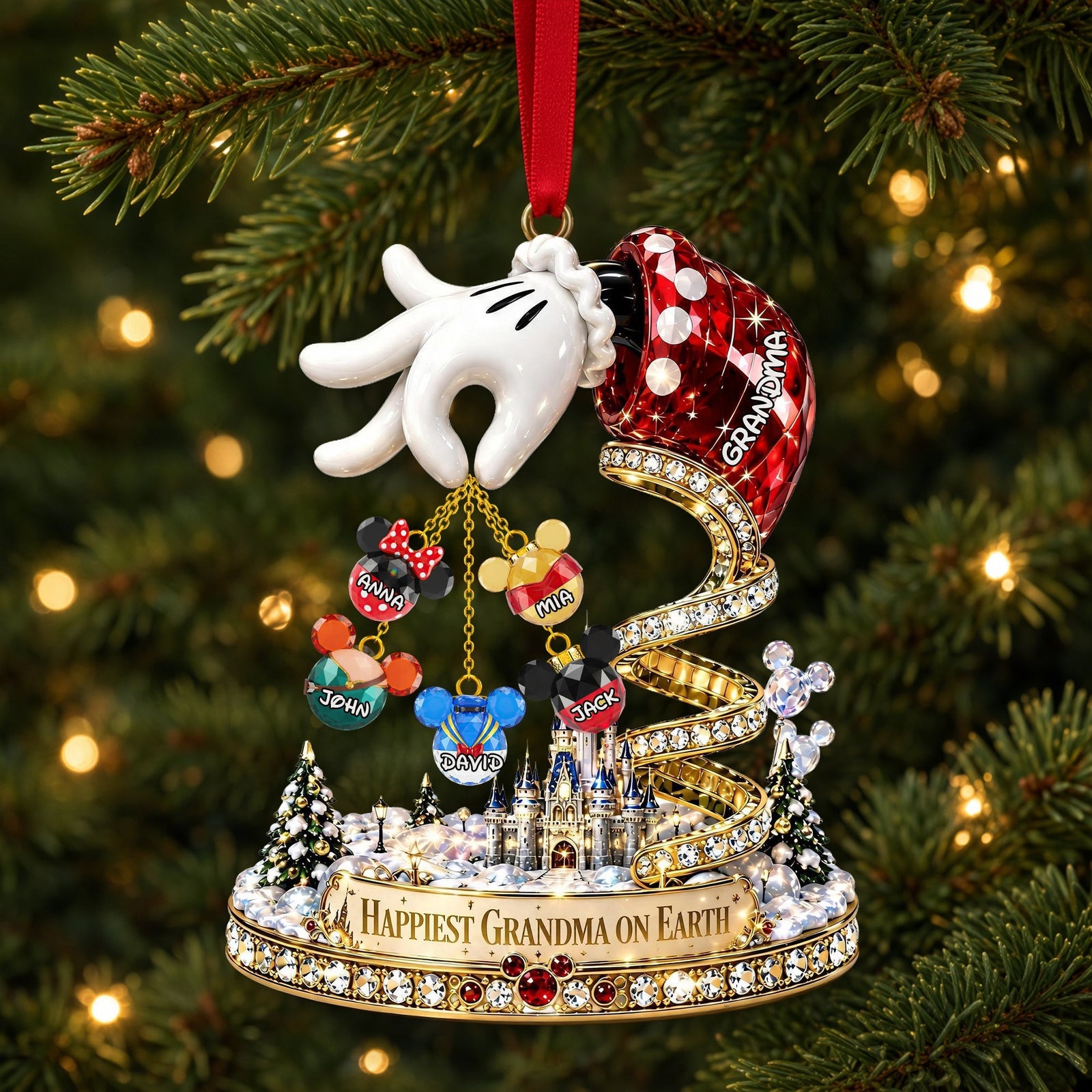 Happiest Grandma On Earth Acrylic Ornament - Personalized Christmas Gifts For Grandma 04ohlu290826-Homacus