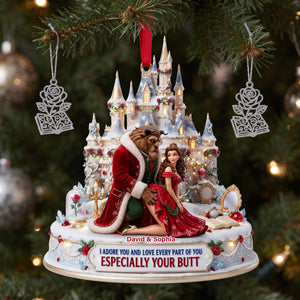 Merry Cheeky Couple Christmas Acrylic Ornament - Personalized Christmas Gifts For Couples 01tylu170826