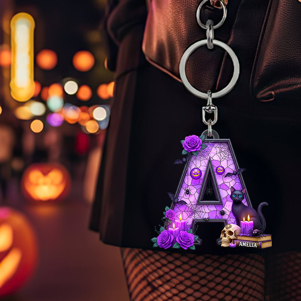 Alphabet Halloween Keychain Personalized Gifts For Cat Lovers 01PADT150825-Homacus