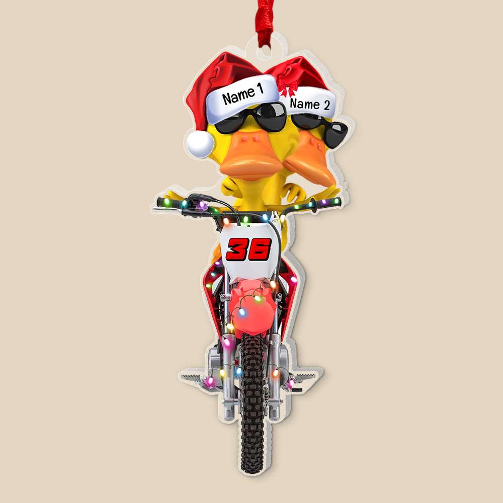 Gift For Motocross Lovers, Personalized Ornament, Motocross Duck Ornament, Christmas Gift-Homacus