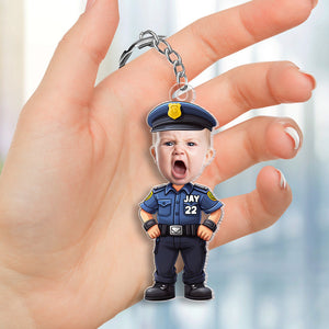 Custom Photo Gifts For Kids Keychain - Firefighter & Police Themes-Homacus